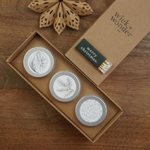 Load image into Gallery viewer, Festive Bundle – 3 x Mini Christmas Candles + &#39;Merry Christmas&#39; Matches
