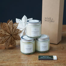 Load image into Gallery viewer, Festive Bundle – 3 x Mini Christmas Candles + &#39;Merry Christmas&#39; Matches
